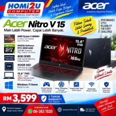 Acer Nitro V 15 – Ryzen 5 6600H | RTX 3050 6GB | 8GB | 512GB SSD | 165Hz