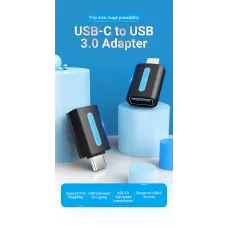 Vention USB-C Male to USB 3.0 Female OTG Adapter Black PVC Type