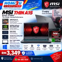 MSI Thin A15 – Ryzen 5 | RTX 3050 4GB | 8GB | 512GB SSD | 144Hz