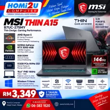 MSI Thin A15 – Ryzen 5 | RTX 3050 4GB | 8GB | 512GB SSD | 144Hz