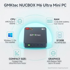 GMKtech NucBox M6 Ultra Mini PC |AMD Ryzen 5 7640HS | AMD Radeon 760M | 16 GB DDR5 | 512 SSD | W11 Pro
